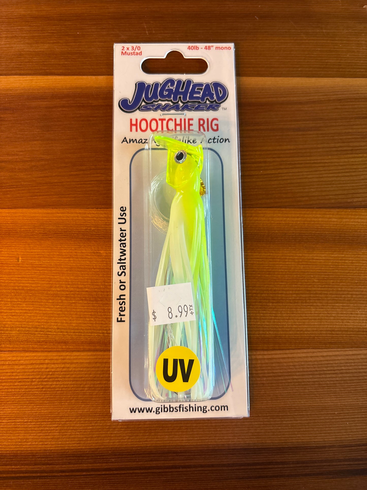 Jughead Hoochie Rig - UV Chart Green Strip Glow