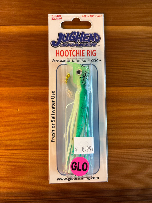 Jughead Hoochie Rig - Green Splatetrback Glow