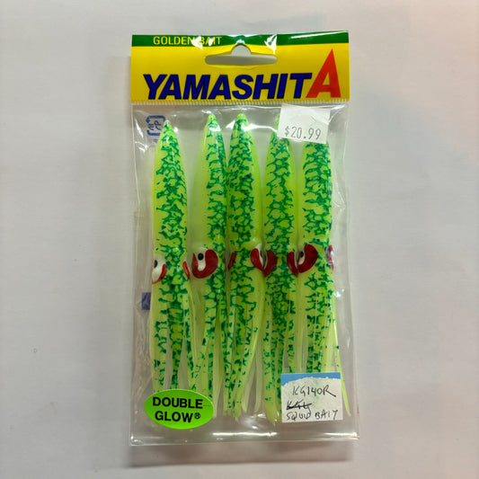 Yamashita - 5pk Squid Bait 4 Chartreuse Splatter KG14OR