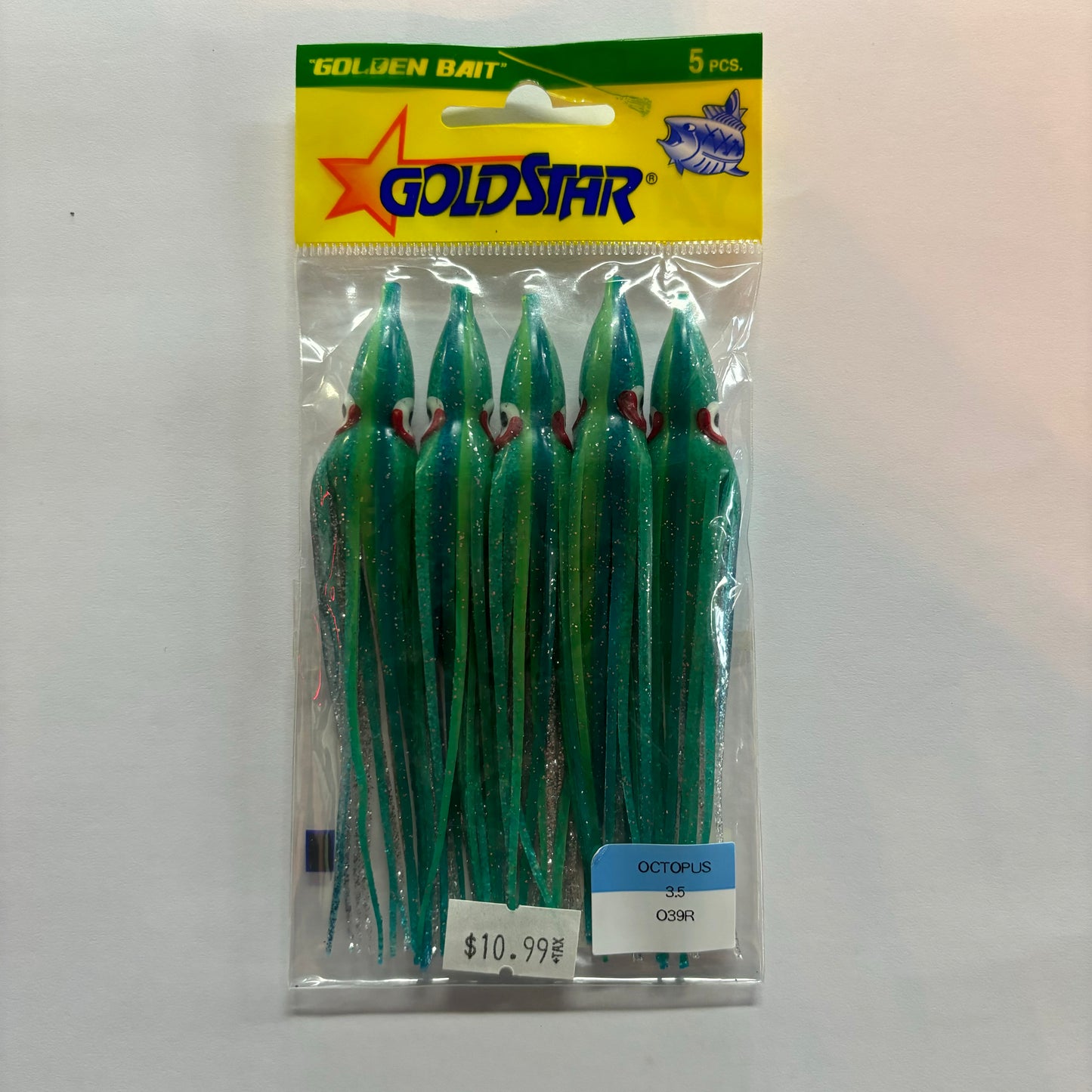 Yamashita - 5pk. Octopus 3.5 Green Blue Tinsel O39R