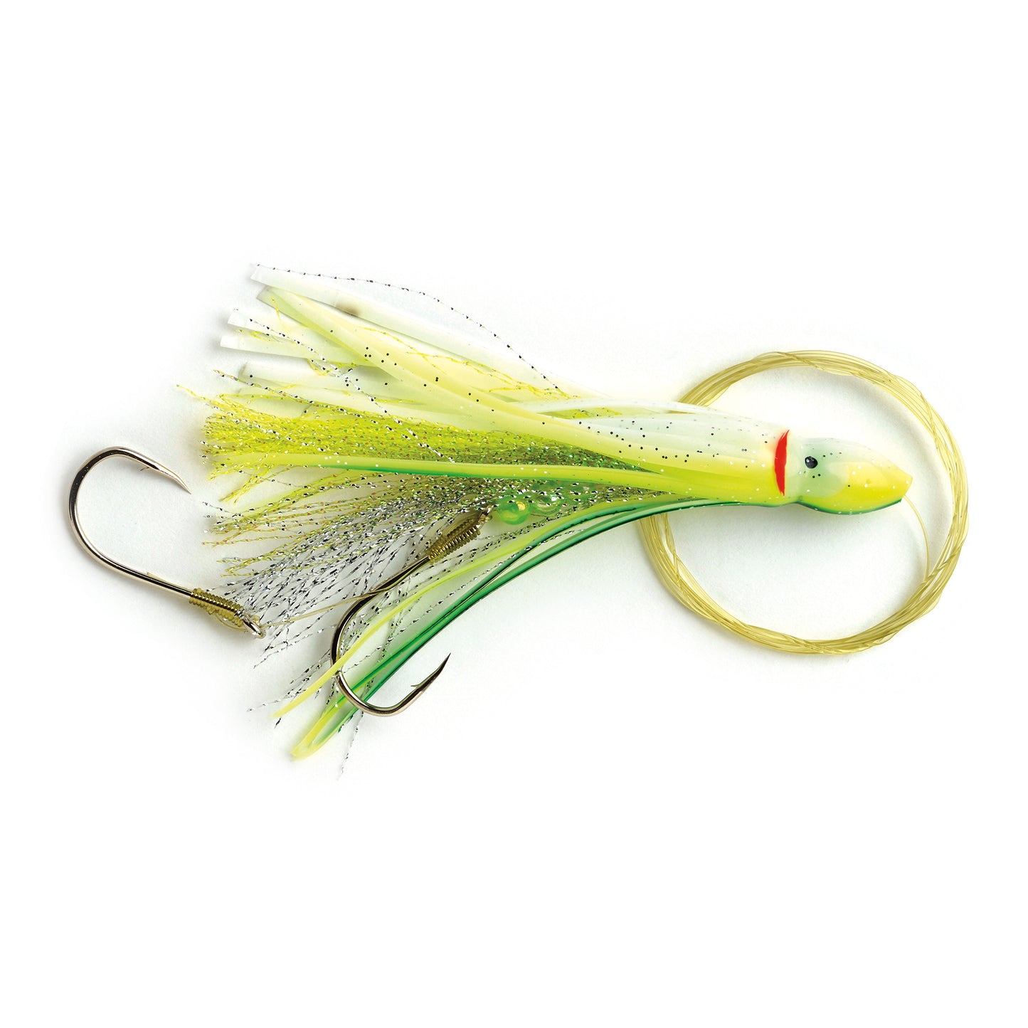 P-Line Rigged Squid 4.5" White Yellow Green Glow